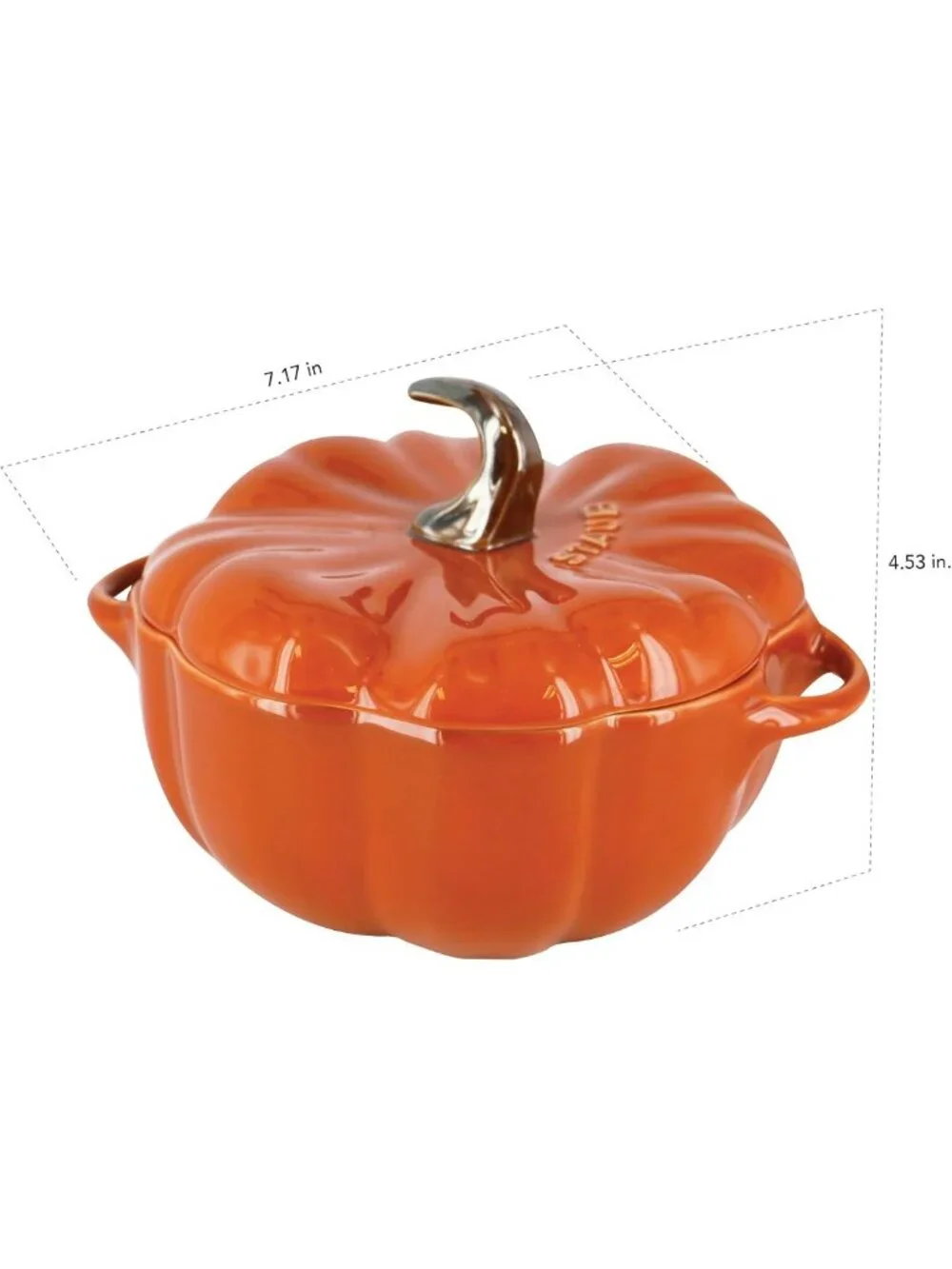 Petite Pumpkin Baking Dish - 0.75qt Ceramic, Oven Safe to 572°F, Burnt Orange